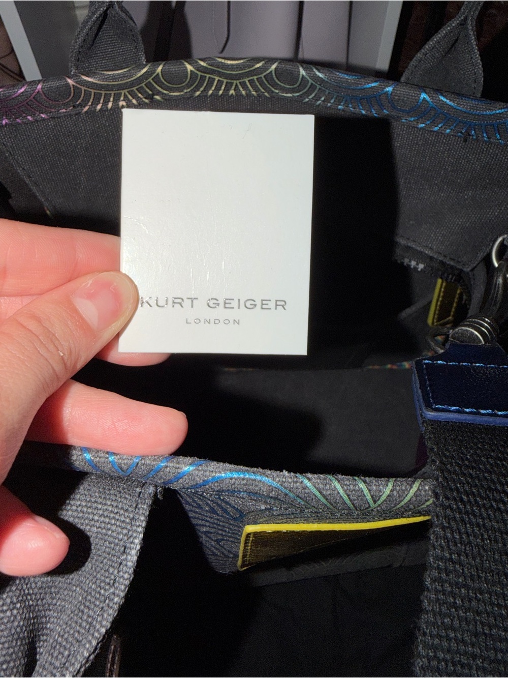 Kurt Geiger Black Tote with Multicolor Accents